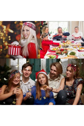 Noel Düğümlü Kafa Bandı Kar Tanesi Ekose Saç Halkası Kafa Bandı Saç Aksesuarları Çok Renkli