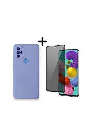 Omix X300 Lansman Içi Kadife Telefon Kılıfı Ve Hayalet Tam Kaplayan Cam Ekran Koruyucu Mor
