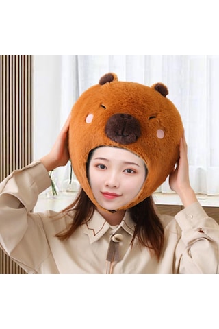 Suntek Peluş Hayvan Şapka Kapibara Şapkalar Erkek Kız Nefes Kahverengi
