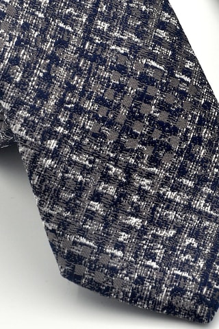 Gaffy Gri Desenli Lacivert Dokuma Kumaş Mendilli Slim Fit Kravat // Sdk-2602-2 Lacivert