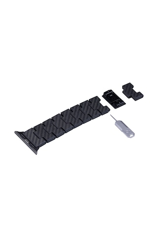 Pitaka Karbon Fiber Retro Black-grey Twill Watch Kordon Siyah - Gri
