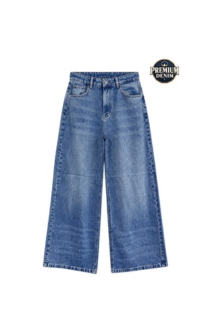 Vadon 1058 Kadın Yüksek Bel Baggy Fit Jean Pantolon Mavi