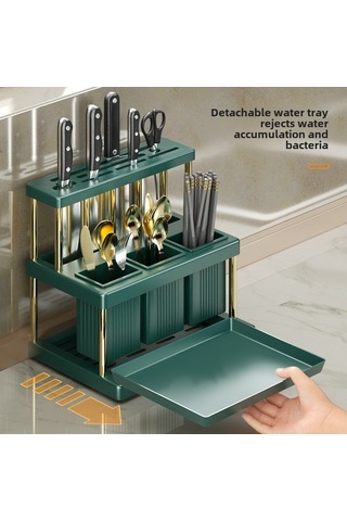 Geeroyoo Mutfak Çatal Bıçak Organizer Çift Kaseklı Fakatlı Tutucu Sıkı Tasarım Sağlam Malzeme Kolay Montaj Siyah-gümüş Renkli Depolama Rakusu Diğer