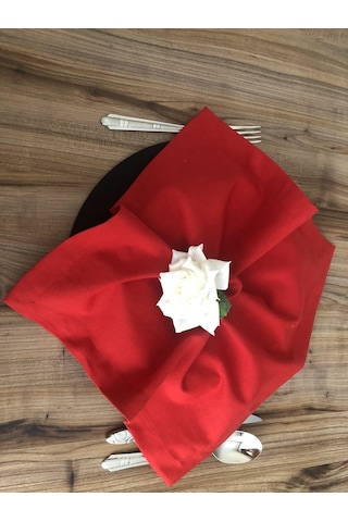 Kırmızı Kumaş Peçete 6 Adet 40x40 Cm Çok Renkli