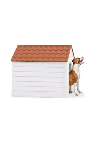 Omnipazar Sy-5100 Dış Mekan Plastik Pet Köpek Kulubesi Kiremit-beyaz