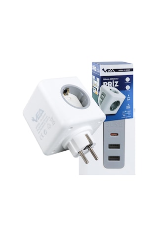 Vea Ve-23089 2x Usb 1x Type-c 3'lü Çocuk Ve Termal Korumalı Grup Priz 1