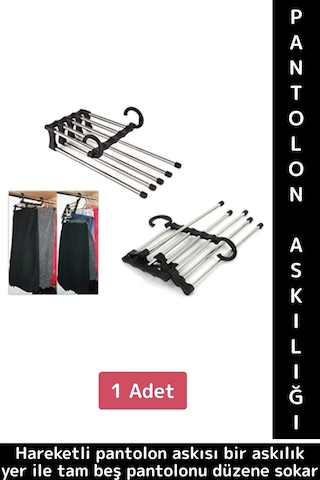 Kompakt Yer Tasarruflu Kemer Pantolon Eşarp Gardırop Dolap İçi 5 İn 1 Hareketli Pantolon Askılığı