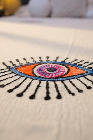 Mystic Eye Dekoratif Örtü 240 X 260 Cm Sarı