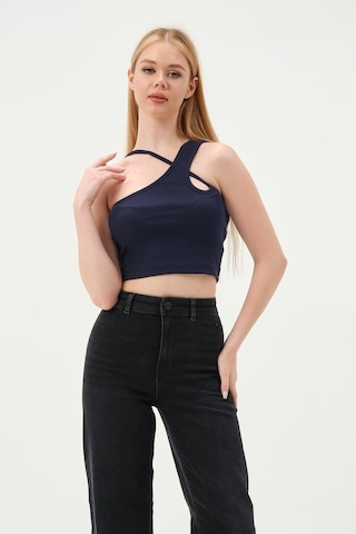 Quhox Kadın Askılı Crop Kaşkorse İndigo