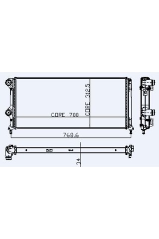 Motor Radyator Doblo 1,3 / 1,9 Jtd Ym Brazıng Klimalı Klimasız / 1 Sıra Alb Sıstem 700x312x34