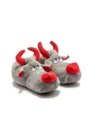 Twigy Boğa Erkek Hayvanlı Panduf Gri 41/46 AA0608 Gri