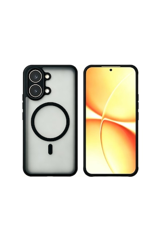 Xiaomi Poco X8 Pro Max Kılıf M-safe Şarj Özellikli Kamera Koruma Çerçeveli Lunex Kapak Siyah