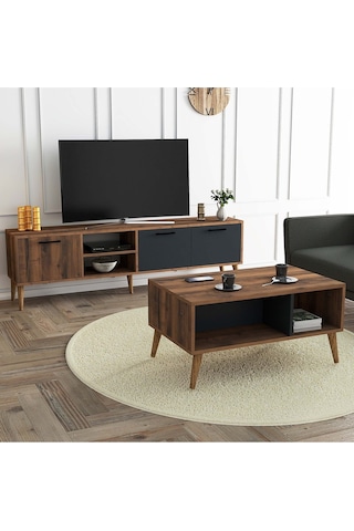 Set 1581-2070 Exxen 180 Cm Tv Ünitesi + Exxen Orta Sehpa - Hat-antrasit Rengi