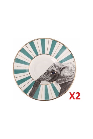 Porland Wild Life Elephant Çay Tabağı 11cm 2'li 04ALM007476 Çok Renkli