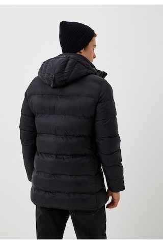 Erkek Şişme Mont Siyah Kapüşonlu Termo Dolumlu Ve Iç Astarlı 6 Cep Dik Yaka Mont Ncs Jeans 4994-Siyah