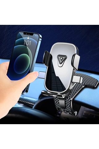 Primepickings 360 Derece Dönebilir Çok Fonksiyonlu Black Araç İçi Telefon Tutucu Titreşim Önleyici Karbon Fiber