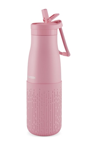 Puccon Pipetli 500 Ml Pembe Paslanmaz Çelik Matara/suluk - Silikon Gövde Yağmur - 50015