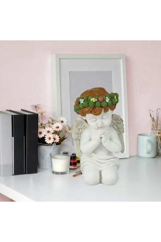 Homyl Giriş Rafı Bahçesi Için Dekoratif Dua Eden Melek Çocuk 19cmx10,7cm