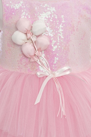 Pamina Kız Çocuk Balon Aksesuarlı Simli Tütülü Elbise Pembe 3-7yaş 36028pr-2783