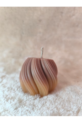 Dalga Desenli Dekoratif Mum, Renk Geçişli, Kahverengi Ve Tonları Kahverengi