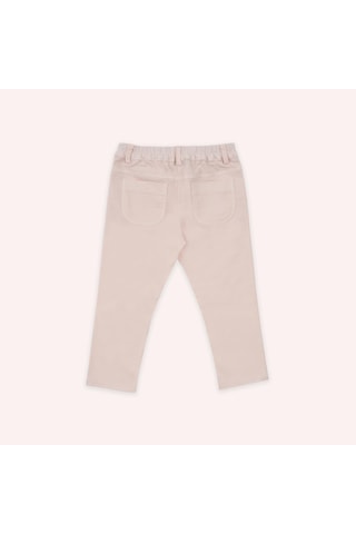 Panço Kız Çocuk Beli Lastikli Pantolon Beyaz Pembe