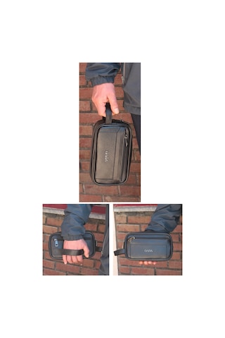 Dada Hakiki Deri Piremium Siyah Renk Erkek El Çantası 250 Gr Erkek El Portföyü Erkek Bakım Çantası Clutch