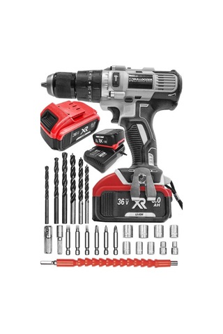 Bulldozer BPT-Redmax02 36V 5Ah Li-ion Çift Akülü Darbeli Matkap Vidalama + 27 Parça Set