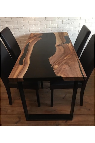 Epoxy Ahşap Masa Epoksi Dolgulu Masa Siyah Epoksi Masa