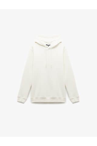 Koton Şardonlu Uzun Kollu Basic Kapşonlu Sweatshirt Beyaz 7wam70001mk