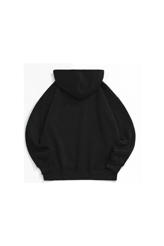 Leone Siyah Broklyn Baskılı Oversize Kapüşonlu Swetshirt SIYAH