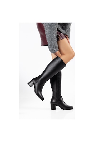 Analin Shoes Kadın Hakiki Deri Arkası Fermuarlı Ayarlanabilir Konçlu Topuklu Çizme Siyah Analin Shoes Kadın Hakiki Deri Arkası Fermuarlı Ayarlanabilir Konçlu Topuklu Çizme Siyah