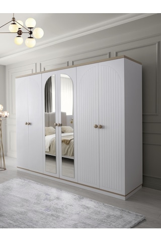 Dejavu 6 Kapaklı Modern Aynalı Elbise Gardrop 240cm