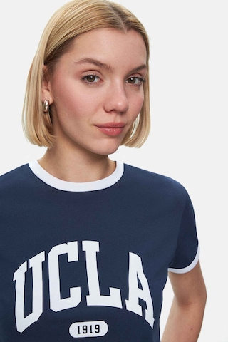 Savannah Lacivert Bisiklet Yaka Baskılı Standard Fit Kadın Tshirt Lacivert