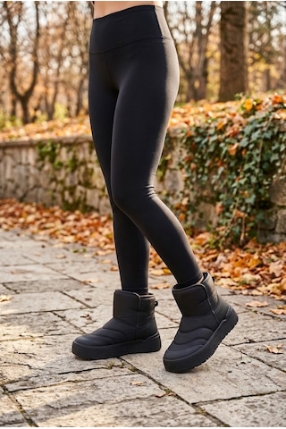 Shoetek Naile Kadın Bot İçi Kürklü Kapitone Dikiş Desenli Siyah