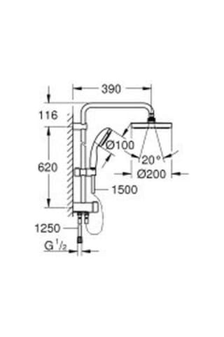 Grohe Tempesta Sistem Duvar Bağlantılı, Divertörlü Duş Sistemi - 27389002 Krom