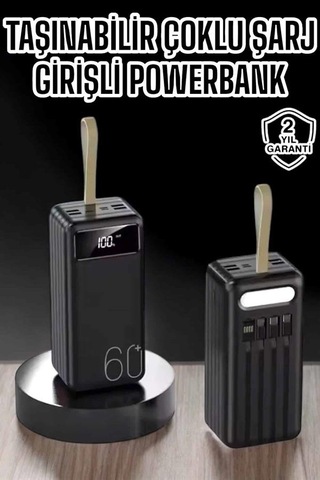 Powerbank 60.000 Mah 4 Portlu Uzun Şarj Süreli Dijital Göstergeli - Lisinya