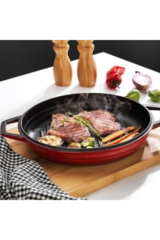 Guss Chef Döküm Yuvarlak Grill Tava Çift Kulplu 28cm-1 Parça Açık Bakır