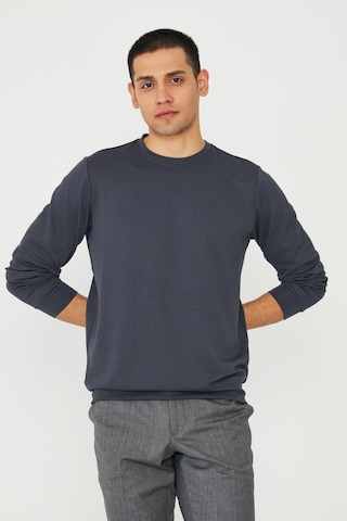 White Stone Antrasit Basic Bisiklet Yaka Erkek Sweatshirt Antrasit