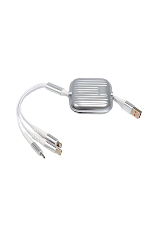Carub Şarj Kablosu Ayarlı 3in1 Usb+type-c+lightning Çift Giriş 1,2 Mt 100w Br5901869