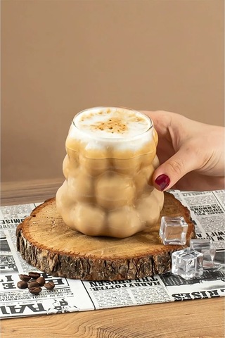 6 Adet Üzüm Kabartmalı Borosilikat Cam Bardak Sunumluk Pinterest Bubble Bardak Soğuk Kahve Bardağı Şeffaf