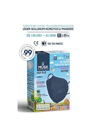 Musk Ffp2 Çocuk Maske Lacivert Renk Xs 10 Adet