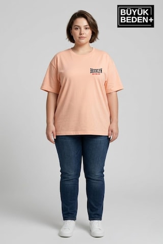 Superlife Süperlife Kadın Büyük Beden Brooklyn 1970 Baskılı 3xl-6xl Bisiklet Yaka Tshırt Spr25btsk510-3 Solmon