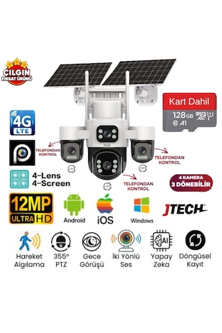 Inox X-24 3mp+3mp+3mp+3mp 12mp 4g E-sim Kartlı 2xsolar Panelli 4 Lens 3 Ptz Akıllı Kamera + 128gb Sd Kart Dahil Inox X-24 3mp+3mp+3mp+3mp 12mp 4g E-sim Kartlı 2xsolar Panelli 4 Lens 3 Ptz Akıllı Kamera + 128gb Sd Kart Dahil