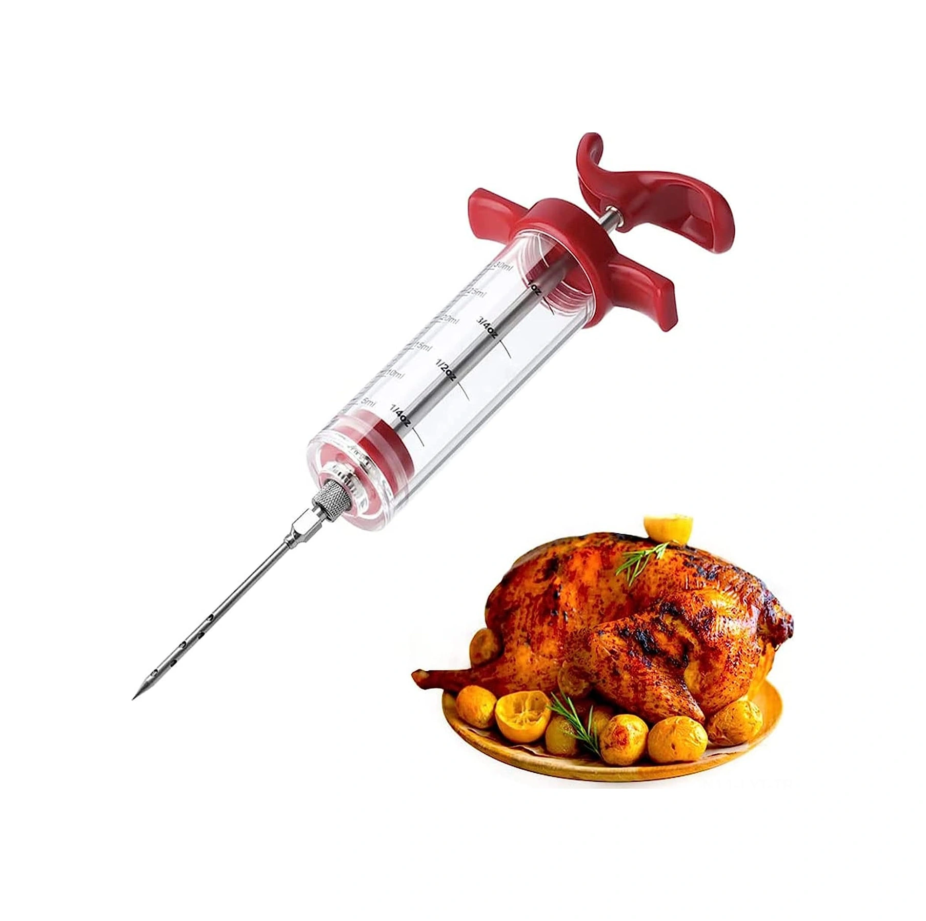 Youtek Plastik Marinasyon Şırıngısı, Çelik İğnelerle Et Enjekte Edici, Barbekü Ve Pişirme Lezzetlendirici Aleti Seti Çok Renkli