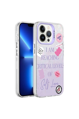 Apple Uyumlu iPhone 13 Pro Max Kılıf Mermer Desenli Zore Marbello Kapak Mor