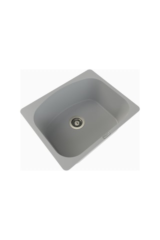 Polex Cristalüx Granit Evye P-OL60 Gri Tezgah Altı Ve Tezgah Üstü Kare Mutfak Evyesi 60x49.5 CM