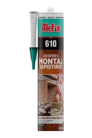 Akfix 610 Express Pu Montaj Yapıştırıcı, Şeffaf, Poliüretan, Hızlı Kuruma, Çok Amaçlı, Güçlü Yapışma, 15 Dakika Pres Süresi