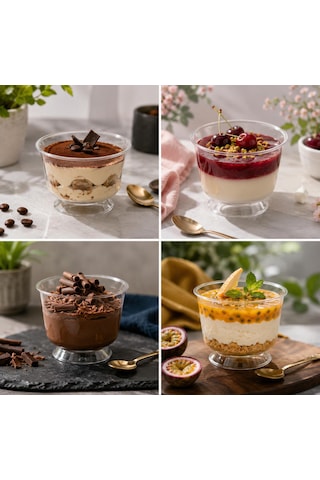 Ayaklı Kase 50 Adet 200 Cc ,sunum Mika Ayaklı Tatlı Kasesi , Plastik Magnolya Kasesi , Puding Kasesi