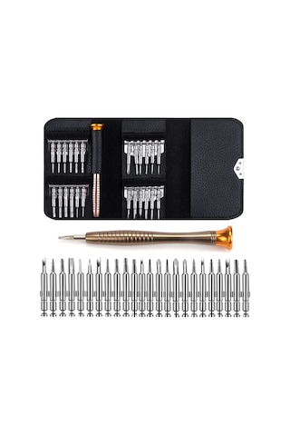 Batcell Elektronik Saat Bilgisayar Deri Cüzdanlı Çoklu Tamir Tornavidası Seti 25 Parça