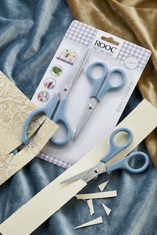 Makri Home 2'li Çok Amaçlı Makas Seti Küçük Boy Mavi, 14.5 Cm